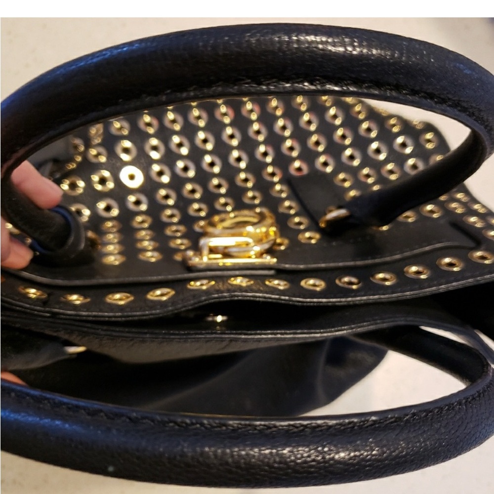 Black and Gold Studded Handbag - Picture 4 of 6